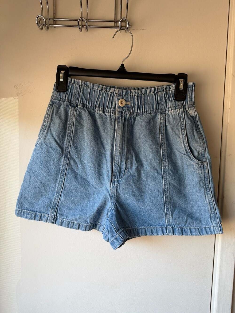 Madewell Denim Pull-On Paperbag Shorts Size 24 Blue High-Waisted